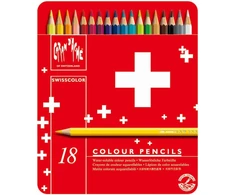 Caran D'ache Swisscolor spalvoti pieštukai metalinėje dėžutėje (18 vnt.)