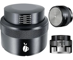 Carrottimes espresso štampas 53 mm, reguliuojamo gylio kavos štampas su kalibruotu antgaliu, 100% nerūdijančio plieno štampas espresso aparatams, tinka breville 53 mm portafiltro krepšeliui (juodas)