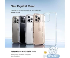 Casekoo skaidrus dėklas, specialiai sukurtas iphone 16 pro [niekada negelsta] [nesunaikinama karinė apsauga] smūgiams atsparus įbrėžimams atsparus apsauginis skaidrus plonas mobiliojo telefono dėklas