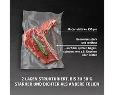Caso 6 Star Professional folijos ritinėliai 30 x 600 cm, 2 ritinėliai, vakuuminio sandariklio maišeliai visiems vakuuminiams sandarikliams, tvirti ir atsparūs plyšimui, apie 150 μm, vakuuminiai maišeliai, maisto vakuuminis sandariklis, be Bpa