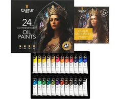 Castle Art Supplies aliejinių dažų rinkinys, patobulinta formulė, puikus rinkinys suaugusiems menininkams, pradedantiesiems ir pažengusiems, ryški glotnių aliejinių dažų įvairovė, 24 vnt.