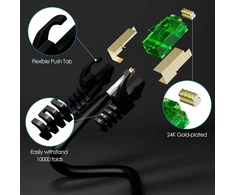 Šakotuvas Cat 8 tinklo kabelis 15m, 40gbps, S/ftp, lauko/vidaus, žalias