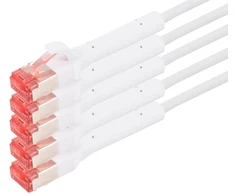 Cat.6a tinklo kabelis 0.25m, 5 vnt., 90 laipsnių kampas, 10 Gbps, baltas