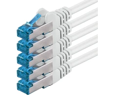 Cat6a tinklo kabelis 0.5m baltas (5 vnt.) Sftp Pimf 10 Gb/s