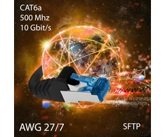 Cat6a tinklo kabelis 1m raudonas Sftp Pimf 10000 Mbit/s