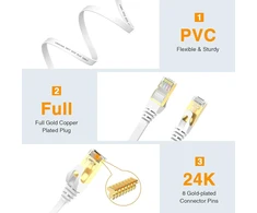 Cat7 tinklo kabelis 15 m ethernet gigabitinis lan kabelis 10 gbps 600 mhz interneto patch kabelis tinklams, komutatoriams, maršrutizatoriams, modemams, pc, baltas