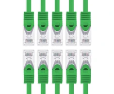 Cat7 tinklo kabelis Sftp Patch kabelis Raw kabelis 10 Gb/s 500 Mhz Surinktas su 2 Rj45 jungtimis Cat 6a 5 m Žalias Pakuotė iš 10
