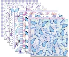 Cc home 24 lapų violetinės spalvos drugelio rašto scrapbooking popierius, 12 dizainų dvipusis 30 x 30 cm kvadratas, rankdarbiai ir dekoravimas
