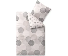 Celinatex Touchme flanelinis patalynės komplektas, 155 x 220 cm, 2 dalių medvilninis antklodės užvalkalų rinkinys, patalynės komplektas vasarai ir žiemai, tinkamas naudoti ištisus metus, lengva priežiūra, filia dots, smėlio/balta/pilka/antracito