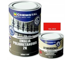 Celomat Chemstal poliuretaniniai emaliai metalui ral 3020 1,2l dvikomponentiniai stiprūs