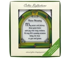 Celtic Reflections Royal Tara Clover Home Blessing vitražinis saulės gaudyklis, airiškas rankų darbo namų dekoras, įkurtuvių dovana, 16 cm