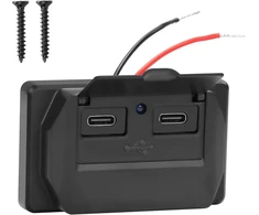 Cerrxian 12v/24v Rv Usb lizdas, montuojamas ant sienos, 36w dvigubas greitas įkrovimas Qc3.0 Usb A prievado automobilinis įkroviklis su mygtuko jungikliu, atsparus vandeniui greitas įkroviklis, kelių prievadų maitinimo šaltinis (dvigubas Usb C)