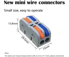 Cesfonjer Spl-2m jungties gnybtai, 14 mini kabelių jungčių pakuotė, elektros jungčių blokai su įvairiaspalve aktyvavimo svirtimi, gali būti laisvai derinami Spl-4m, 6m, 8m