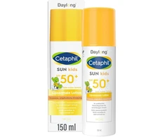 Cetaphil Sun Kids Liposominis losjonas nuo saulės Spf 50+, 150 ml, drėkinamoji apsauga nuo saulės su dozatoriumi jautriai kūdikių ir vaikų odai, lengvai paskirstomas kremas nuo saulės, itin atsparus vandeniui