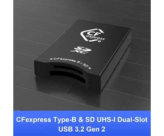Cfexpress/sd kortelių skaitytuvas Usb C, dviejų lizdų Usb 3.2 (10 Gbps) Cfexpress Type B kortelių skaitytuvo adapteris, suderinamas su Android/windows/mac Os/linux, su Usb C į Usb C/usb A laidu