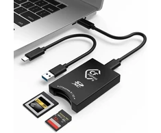 Cfexpress/sd kortelių skaitytuvas Usb C, dviejų lizdų Usb 3.2 (10 Gbps) Cfexpress Type B kortelių skaitytuvo adapteris, suderinamas su Android/windows/mac Os/linux, su Usb C į Usb C/usb A laidu