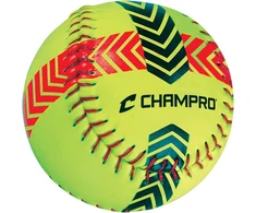 Champro dryžuotų treniruočių softbolo kamuoliukų rinkinys (optinė geltona, 12 colių)