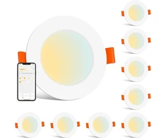 Changm Led įleidžiamas prožektorius 230 V išmanus Led lubų šviestuvas Alexa Bluetooth lubų prožektoriai plokščias 8 W Ip44 3 colių šilta balta į šalta balta 2700 K - 6000 K įleidžiamų prožektorių rinkinys iš 8