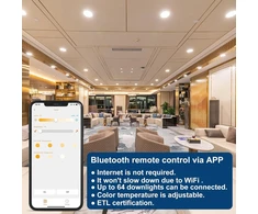 Changm Led įleidžiamas prožektorius 230 V išmanus Led lubų šviestuvas Alexa Bluetooth lubų prožektoriai plokščias 8 W Ip44 3 colių šilta balta į šalta balta 2700 K - 6000 K įleidžiamų prožektorių rinkinys iš 8