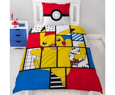 Character World Pokemon Pikachu patalynės komplektas 135 x 200 cm + 80 x 80 cm, vokiškas dydis, 100% medvilnė, 2 dalių, paaugliams ir vaikams