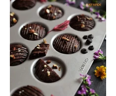 Chefmade Whoopie kepimo forma, 12 lizdų nelipni keksiukų forma Whoopie sausainiams kepti orkaitėje (šampano aukso spalvos)