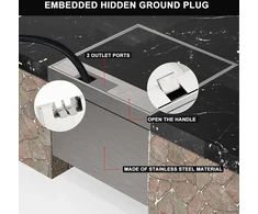 Chengpi grindų lizdas patalpose, grindų lizdas su kištuku, Ac 250 V/16 A, Hdmi, įleidžiamas lizdas, vandeniui atsparus nerūdijantis plienas, paslėpto montavimo lizdas namams, biurams/marmuro grindų kaiščiams