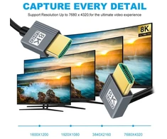 Chenyang Hdmi 2.1 Spiralinis Kabelis 1m, 90° Kampas, 8k 60hz, 4k 120hz
