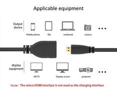 Chenyang Micro Hdmi į Hdmi moterišką 4k60hz Hdtv kabelio adapteris monitoriams, kameroms, 10 cm