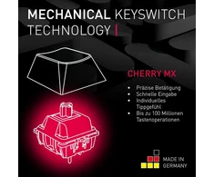 Cherry mx board 3.0 s laidinė žaidimų klaviatūra su rgb apšvietimu, vokiškas išdėstymas (qwertz), mx silent red jungikliai, juoda