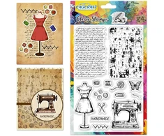 Chgcraft vintažiniai siuvimo teksto skaidrūs antspaudai manekeno siuvimo mašina skaidrus silikoninis antspaudas retro fono skaidrus antspaudas kortelių gamybai dekoravimui scrapbooking'ui