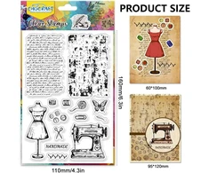 Chgcraft vintažiniai siuvimo teksto skaidrūs antspaudai manekeno siuvimo mašina skaidrus silikoninis antspaudas retro fono skaidrus antspaudas kortelių gamybai dekoravimui scrapbooking'ui