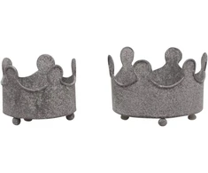 Chic Antique karūnos formos vazonų rinkinys, 2 vnt., antikvarinis žvakidė, dekoratyvinis dubuo