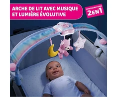 Dėklas Chicco Rainbow Play paklodė vaikų lovai, 2-in-1 su šviesa ir melodijomis, rožinė nuo 0 mėnesių