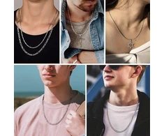 Chicsilver 925 sidabro 3 mm/5 mm moteriškas figaro grandinėlės madingas vėrinys be pakabuko vyrams ir moterims