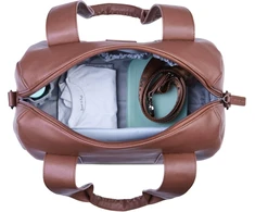 Childhome, kūdikio vystymo krepšys, mommy bag, kūdikio vystymo kilimėlis, daug skyrių, vežimėlio tvirtinimo detalės, peties dirželis, veganiška oda, 22l, mommy club signature, tamsiai ruda, tamsiai ruda