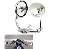 Choppers Universalus motociklo šoninis veidrodis chromuotas apvalus galinio vaizdo veidrodis vairo galinis veidrodis, skirtas motociklui Chopper Scooter Cafe Racer