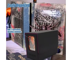Cimsfcor mtg commander deck dėžutė, 3 viename magnetinis kortelių dėklas su 2 skyriais, magic the gathering deck dėžutė su kubelių dėklu, talpina 200 kortelių su dvigubomis įmovomis (juoda+violetinė)