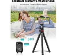 Objektyvas Cirycase Lankstus telefono trikojis, mini asmenukių lazda-trikojis išmaniesiems telefonams su belaidžiu nuotolinio valdymo pulteliu, 360° pasukamas nešiojamas fotoaparato trikojis, suderinamas su mobiliaisiais telefonais, foto ir video rinkiniais