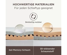 Čiužinys Bedsure antčiužinis 90 x 200 cm, 7.5 cm aukščio antčiužinis, H2 &amp; H3 gelinis memory foam antčiužinis spyruoklinei lovai, nameliui ant ratų, sofai-lovai, su nuimamu ir skalbiamu užvalkalu, pilkas