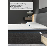 Čiužinys Eazzzy Topper Royal Hybrid dydis 180 x 200 x 11 cm antčiužinis su geliniu memory foam, spyruoklinis antčiužinis, temperatūrą reguliuojantis, sidabrinis užvalkalas, kietas minkštas 2 pusės, lengvas pritvirtinimas