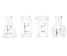 Ckb Ltd rinkinys iš 4 cheminių laboratorinių stikliukų gėrimams, 50 ml - mokslo tema, naujoviški laboratorijos formos stiklinės ir kolbos, Ckb Ltd