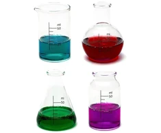Ckb Ltd rinkinys iš 4 cheminių laboratorinių stikliukų gėrimams, 50 ml - mokslo tema, naujoviški laboratorijos formos stiklinės ir kolbos, Ckb Ltd