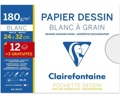 Clairefontaine piešimo popieriaus rinkinys, 15 lapų - 1 pakelis baltas - 1 pakelis ryškių spalvų