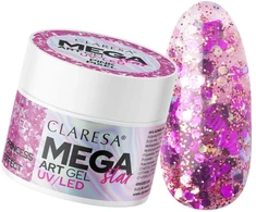 Claresa megastar art gelis nagų dekoravimui pink pixel mega star smulkūs blizgučiai