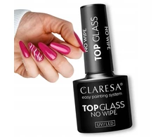 Claresa Top Glass No Wipe efektas, drėgnų nagų efektas, grūdintas stiklas, apsauginis