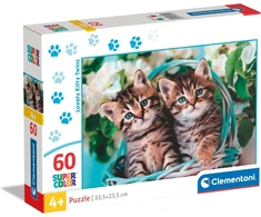 Clementoni Lovely Kitty Twins vaikiška dėlionė 60 maxi detalių - 33,5 x 23,5 cm dydžio dėlionė vaikams nuo 4 metų - įgūdžių žaidimas, animacinė dėlionė - 26599