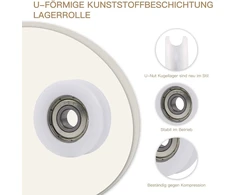 Cnbtr plastiku dengtas u formos griovelio kreipiamasis guolio skriemulys, 34 mm išorinis skersmuo, 8 mm vidinis skersmuo, 10,5 mm storis, maksimali apkrova 79 kg, 4 vnt.