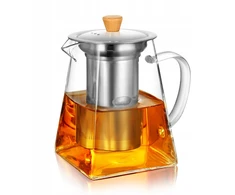 Virdulys Cnglass stiklinis arbatinukas su plikytuvu. Karščiui atsparus 700 ml talpos ąsotis