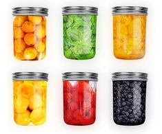 Cnosdb stiklainiai konservavimui 250 ml, 6 vnt. 8 oz mason stiklainis konservavimui su užsukamu dangteliu naminiam džemui, pomidorams, agurkams, medui, avižoms, žele, vaisių maisto produktų laikymui (6 vnt. 250 ml)