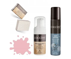 Coccine zomšos odos priežiūros rinkinys: renovatorius, trintukas, putos, rožinis, 75 ml